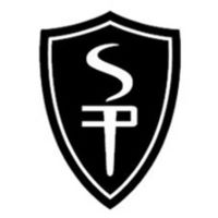 On a dark grey background, the shape of a shield is carved out in white, inside the shield is a stylized "S" over a stylized "P". To the right of the shield are the words "THE SENTINEL PROJECT" in all caps.